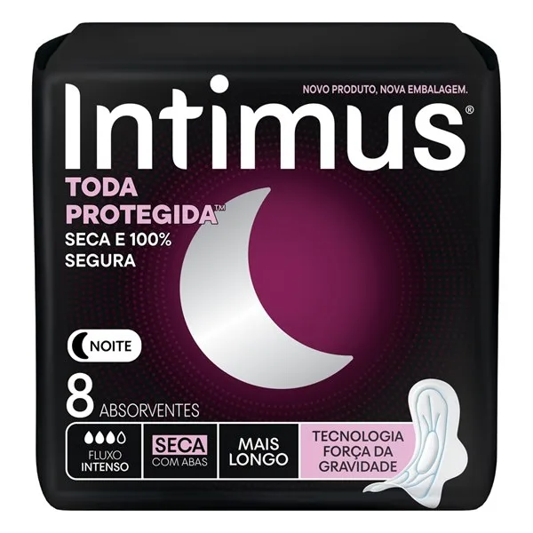Absorvente Intimus Noturno Cobertura Seca Com Abas 8 Unidades