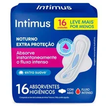 Absorvente Intimus Noturno Com Abas Cobertura Suave 16 Unidades