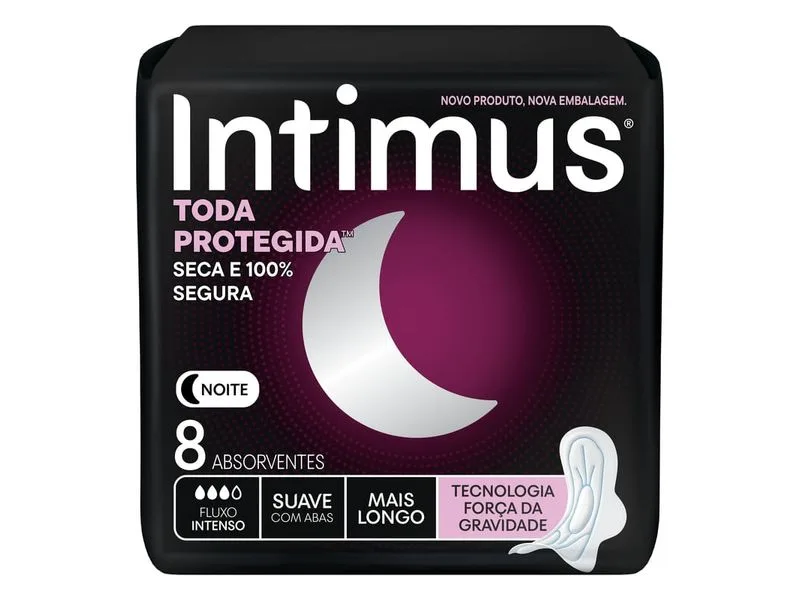Absorvente Intimus Noturno Com Abas Cobertura Suave 8 Unidades