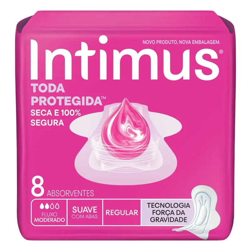Absorvente Intimus Tripla Proteção Com Abas Cobertura Extra Suave 8 Unidades