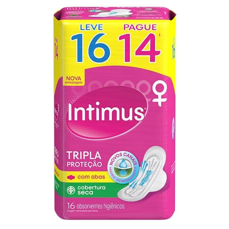 Absorvente Intimus Tripla Proteção Com Abas Cobertura Seca 16 Unidades