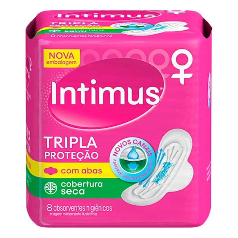 Absorvente Intimus Tripla Proteção Com Abas Cobertura Seca 8 Unidades