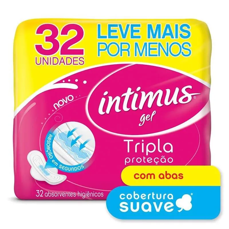 Absorvente Intimus Tripla Proteção Com Abas Extra Suave 32 Unidades