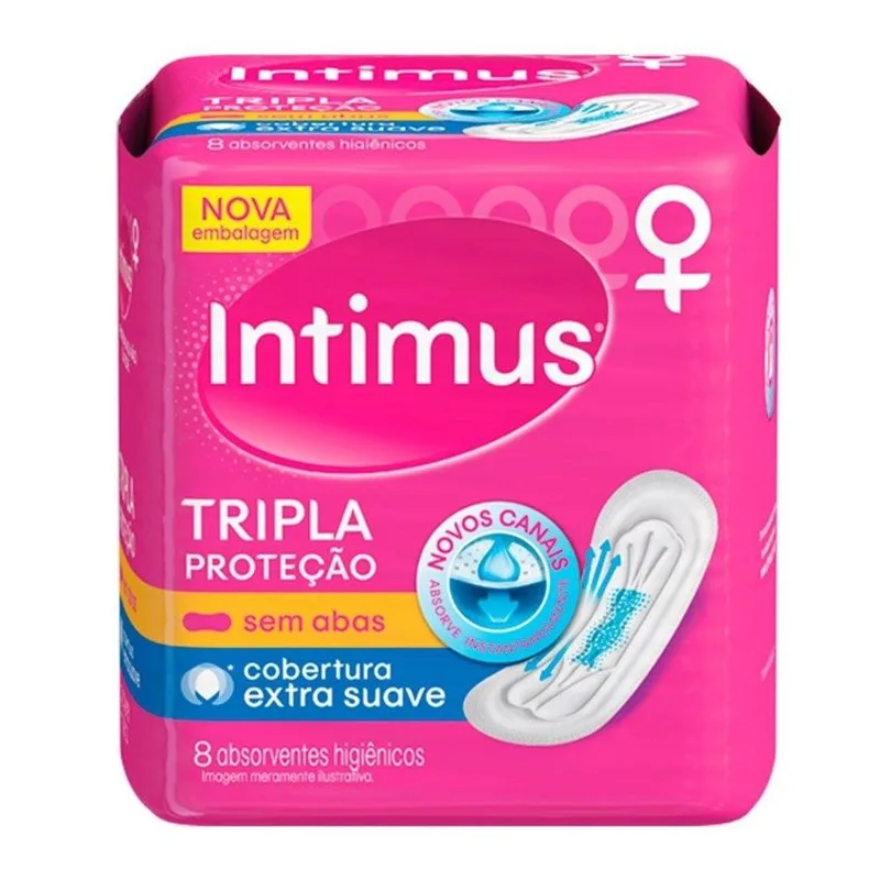 Absorvente Intimus Tripla Proteção Sem Abas Cobertura Extra Suave 8 Unidades