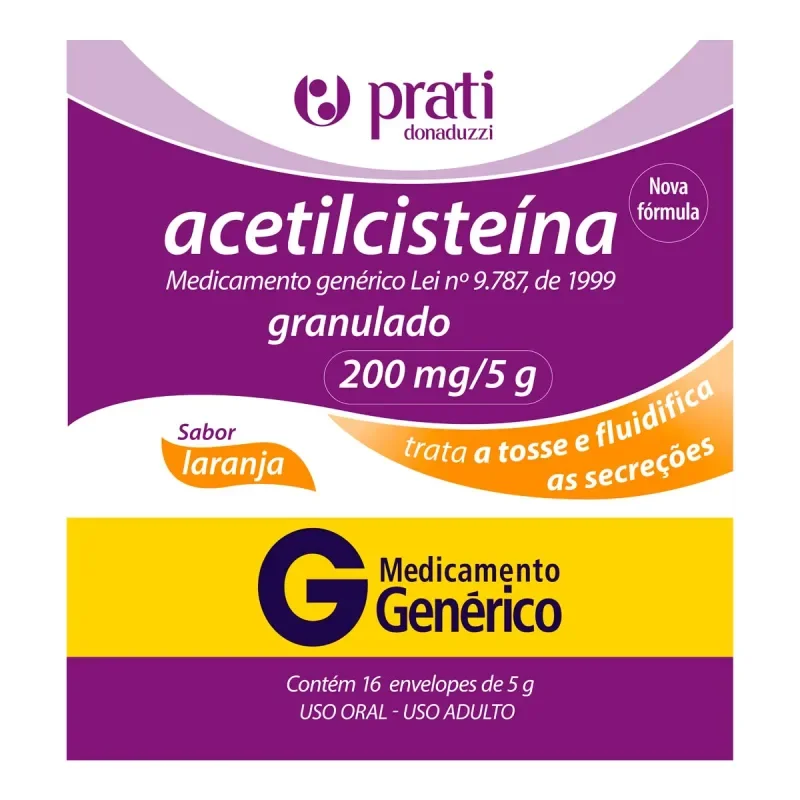 Acetilcisteina 200mg 16 Envelopes Prati