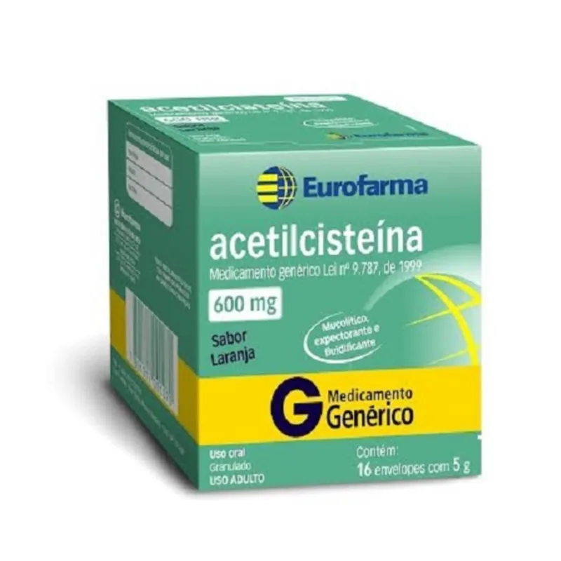 Acetilcisteina 600mg 16 Envelopes Eurofarma