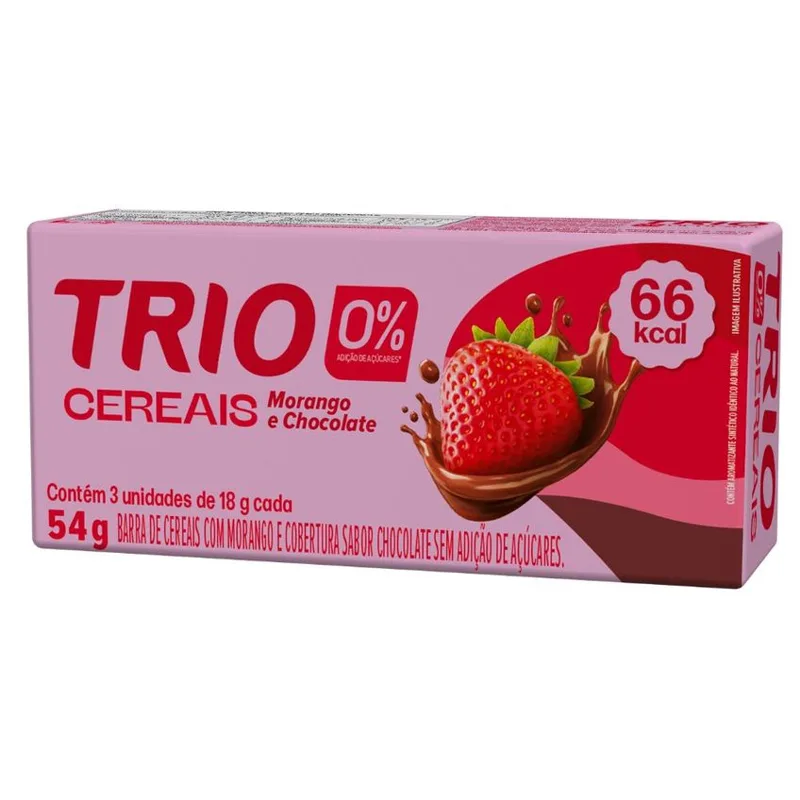 Barra De Cerais Trio Zero Morango E Chocolate