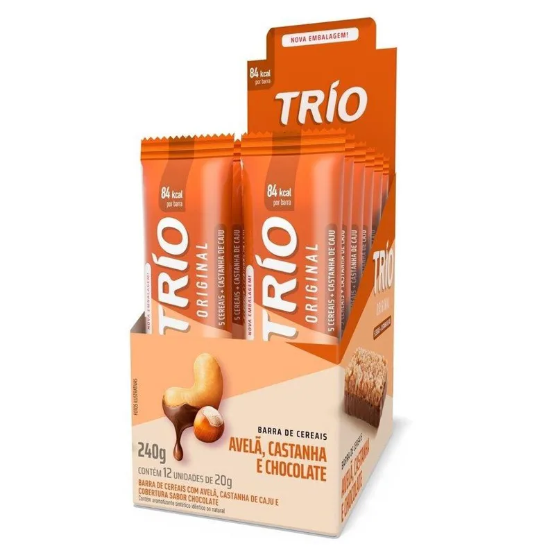 Barra De Cereais Trio Castanha Avela E Chocolate 20g