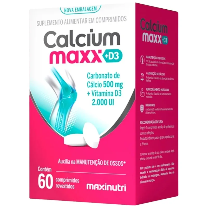 Calcium Maxx +D3 500mg+2000ui 60 Cpr (Carbonato De Calcio+Vit D3)