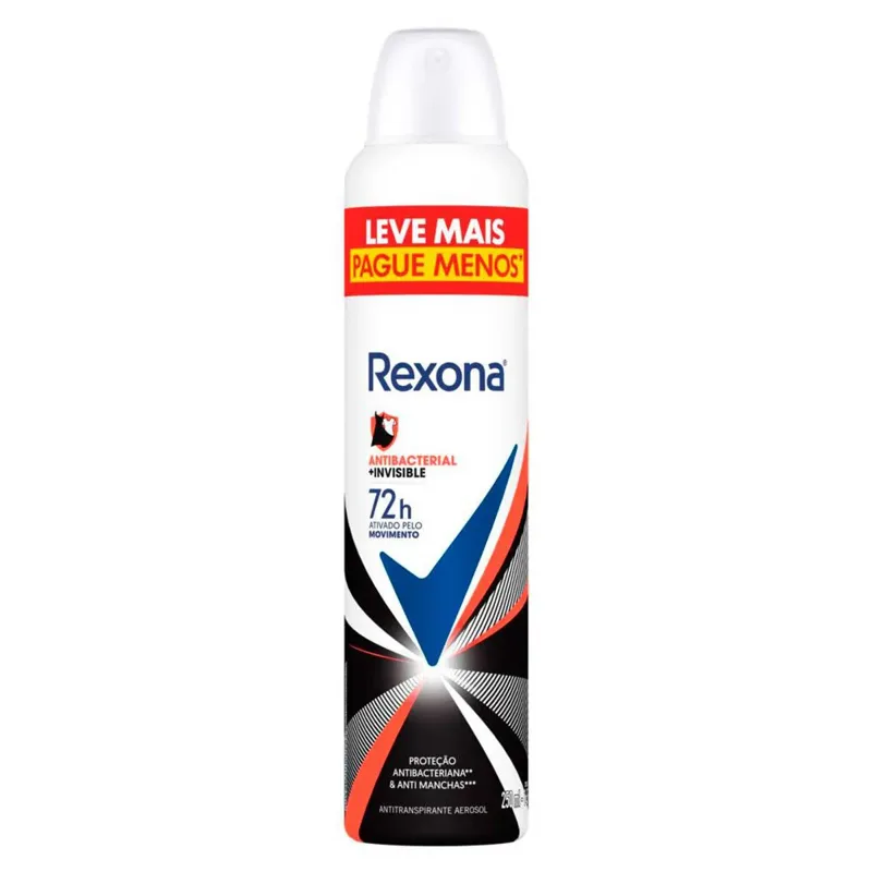 Desodorante Rexona Aerosol Antibacterial + Invisible 250ml