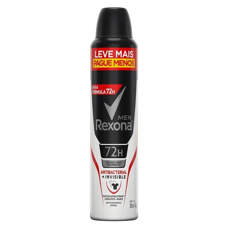 Desodorante Rexona Men Aerosol Antibacterial+Invisible 250ml