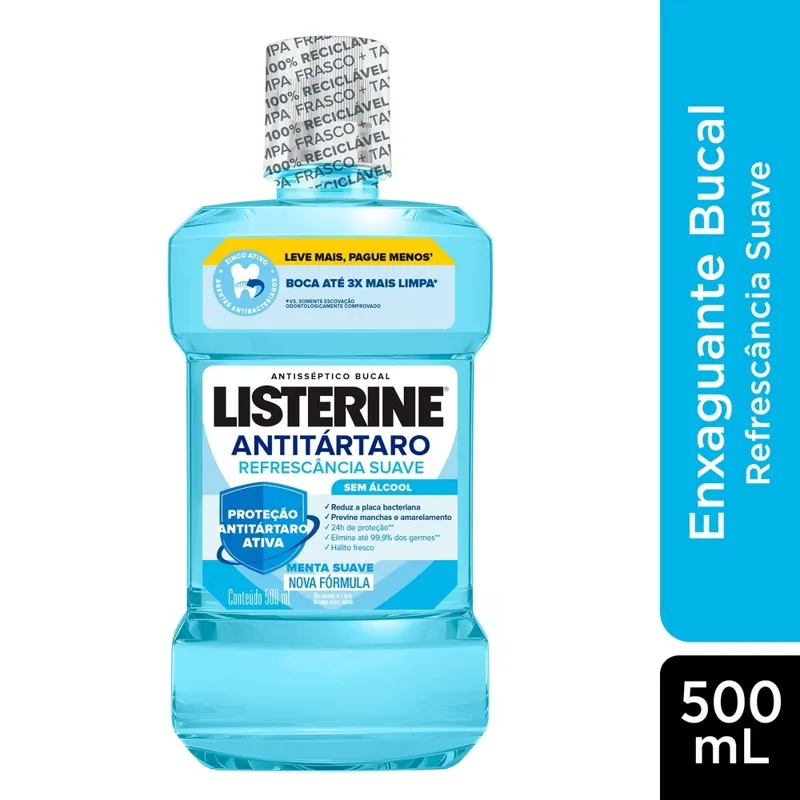 Enxaguante Bucal Listerine Tartar Control Zero Alcool Menta Suave 500ml