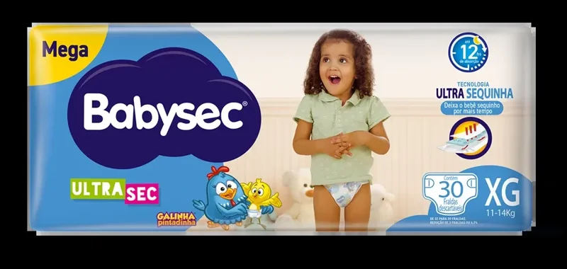 Fralda Babysec Galinha Pintadinha Mega Xg 30Unidades