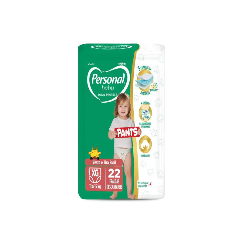 Fralda Personal Baby Total Protect Pants Jumbo Xg 22 Unidades