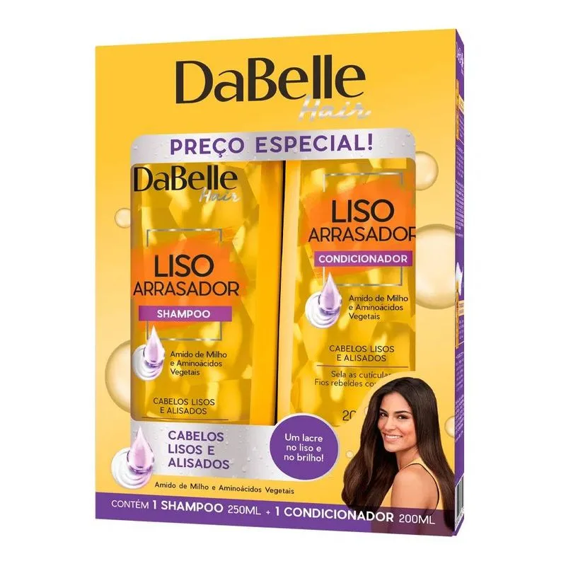 Kit Dabelle Hair Shampoo 250ml+Condicionador 200ml Liso Arrasador
