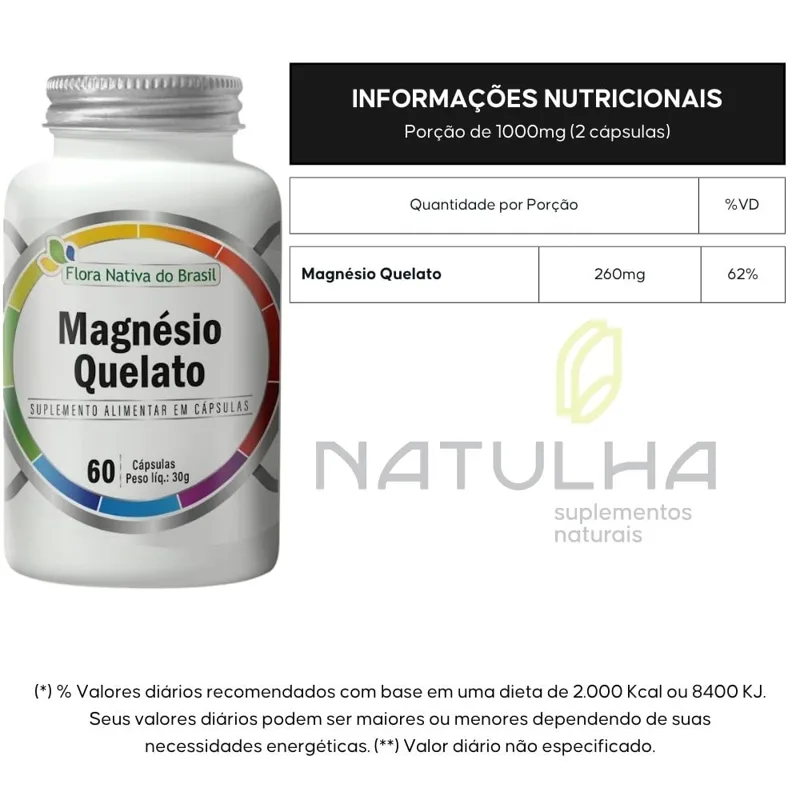 Magnésio Quelato 60 Cápsulas