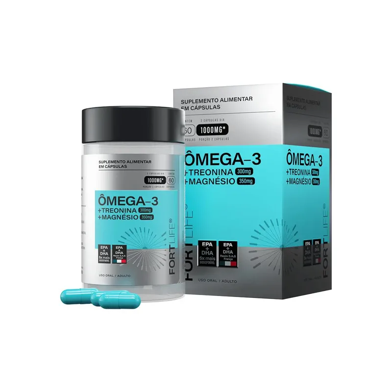 Omega 3 1000mg + Treonina + Magnesio 60 Capsulas