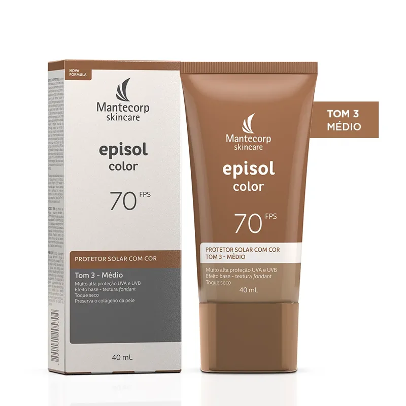Protetor Solar Facial Episol Color Cor Medio Fps 70 40ml