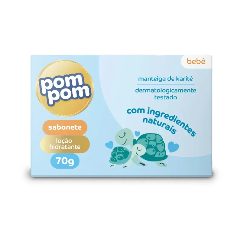 Sabonete Em Barra Infantil Pom Pom Loção Hidratante 80g