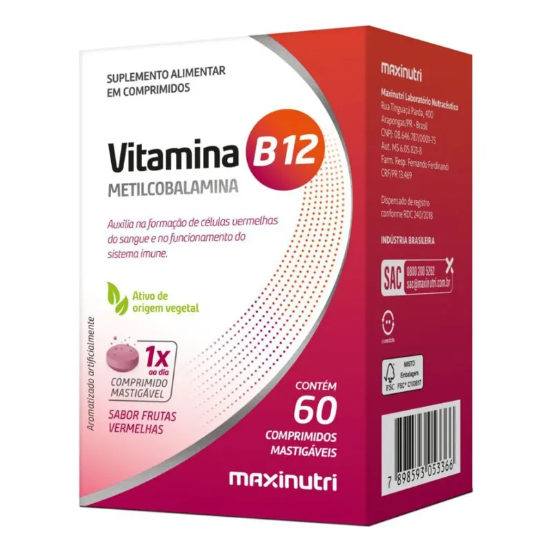 Vitamina B12 60 Comprimidos Mastigáveis