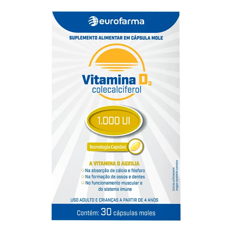 Vitamina D3 1.000ui 30Capsulas Gel Eurofarma